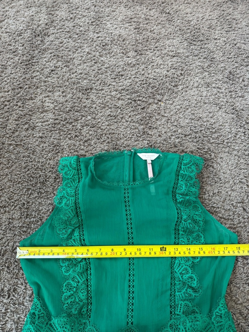 Ted Baker Porrla Frill Lace Midi Dress Green Anniversary Size 2 US 6 UK 10 $199 - Picture 11 of 12